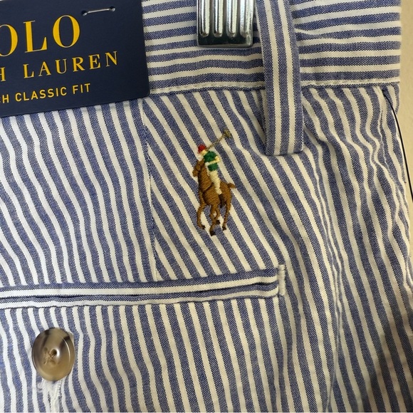 NWT Polo Ralph Lauren Men’s Blue White Striped Shorts Size 35 Classic Preppy - Picture 4 of 10